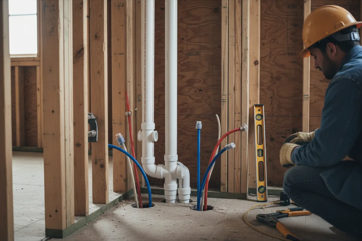 Drain and supply rough-in during Garbage Disposal Repair in Romeo