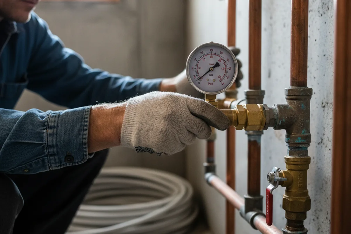 Pressure testing a repaired line during Water Line Repair in Romeo